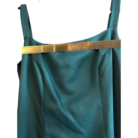 Vintage Masliyah Nusbaum Satin Turquoise Gown Evening Dress Formal Strapless - Picture 9 of 10
